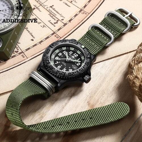 ADDIES Military NATO Nylon Strap Sport Watches Men Luxury Waterproof Luminous Quartz Wrist Watch Man Clock Relogio Masculino