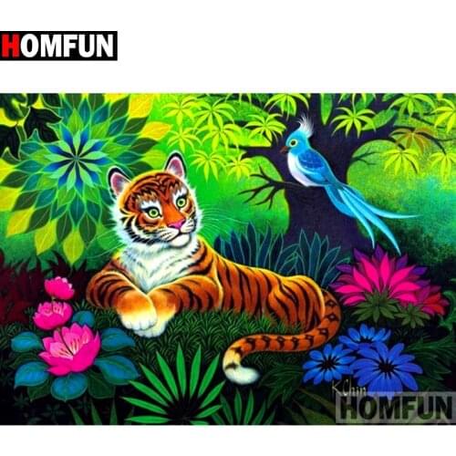HOMFUN Full Square/Round Drill 5D DIY Diamond Painting "Cartoon tiger" Embroidery Cross Stitch 5D Home Decor Gift A14719