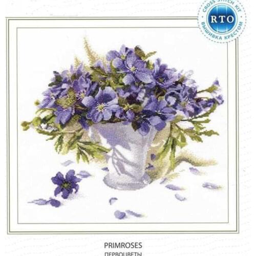 Gold Collection Lovely Counted Cross Stitch Kit Primroses Purple Primrose Flower Flowerrs Bouquet Vase rto