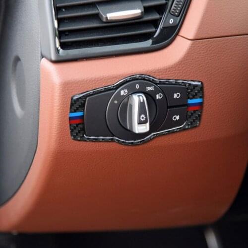 Car Styling Head Lamp Switch Buttons Decorative Frame Cover Sticker Carbon Fiber Trim For BMW X1 E84 Interior Accessories