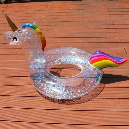 Sequin Unicorn Flamingo Pool Float Inflatable Swimming Ring Kids Adult Shiny Swim Ring Pool Tube Swimming Circle Water Pool Toys