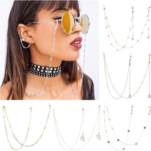Fashion Starfish Shell Sunglasses Chains Pearls Rhinestones Eyeglass Lanyard Glasses Necklace Beaded Neck Strap Rope 70cm