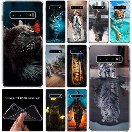 Animal Cute Cat Cool Tiger Phone Case Cover For Samsung Galaxy S10 S20 S21 S9 S8 S7 Note 10 20 9 8 FE J4 J6 Ultra Plus Lite Pro