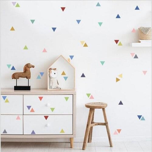 Color Triangle Wall Sticker For Kids Room Baby Girl Room Decorative Stickers Nursery Bedroom Wall Decal Stickers Home Decor