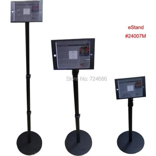 For mini iPad floor stand with lock enclosure secure kiosk height adjustable display on retail store or bank / hotel / shop