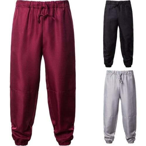Mens Casual Pants Hip Hop Sweatpants Loose Fit Elastic Waist Leisure Trousers C51
