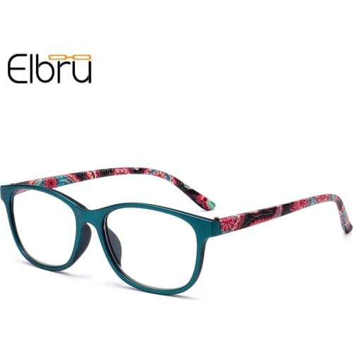 Elbru 2021 Fashion Ultralight Reading Glasses Women Men Floral Spring Leg Clear Lens Presbyopic Eyeglasses Diopters +1.0 +4.0