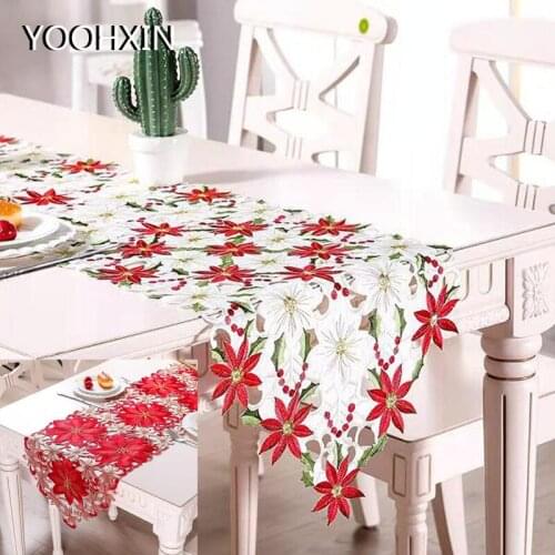 Europe hollow art flower wedding Embroidery bed Table Runner flag cloth cover Lace tablecloth Christmas kitchen party decor