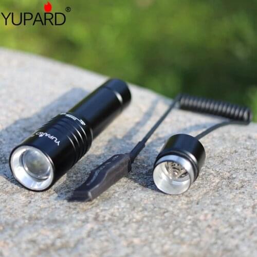 YUPARD Hunting Flashlight 1 Mode Torch Lintern T6 LED Tactical Flashlights 18650 Waterproof flashlight Rat tail switch