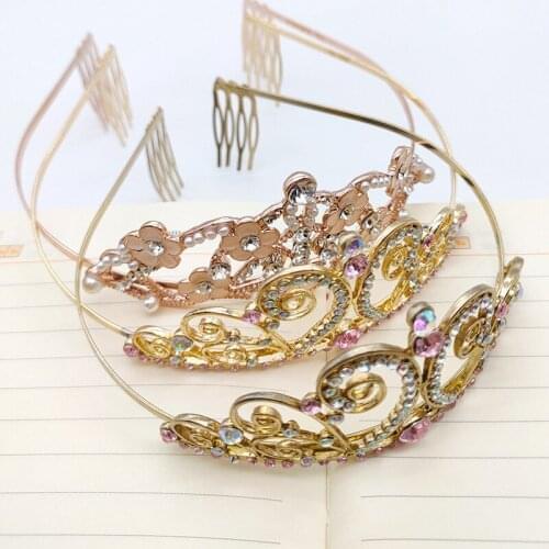 Wedding bride wedding diamond crown hair ring jewelry metal edge headband manual Rhinestone hardware hair band hair ornament