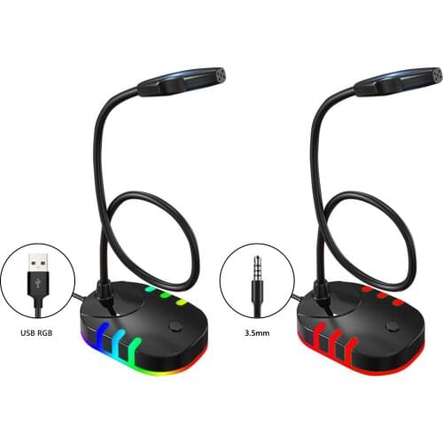 M5 USB RGB Gaming Microphone Computer Desktop Microphone Noise Reduction Condenser Microphone For Game Video Recording