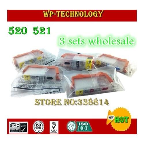 15PK=3 sets Emty Refill cartridge suit for PGI520 CLI521 ,suit for Canon iP3600 IP3680 IP4600 IP4680 MP540 MP545 ,5 color