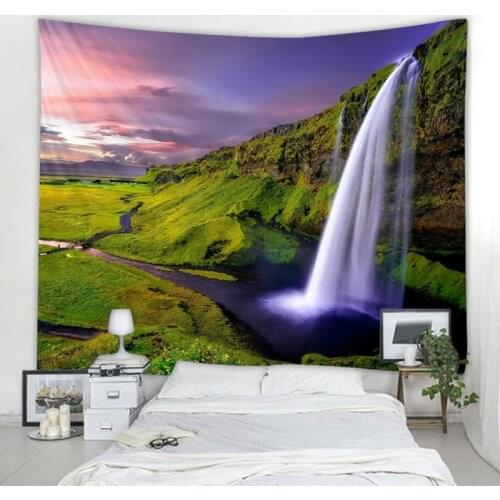Beautiful waterfall scenery decoration wall tapestry art deco blanket curtain hanging in the home bedroom living room