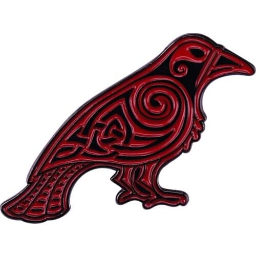 Blood Raven Lapel Pin CCeltic Knot Brooch Odin Viking Tattoo Art Badge