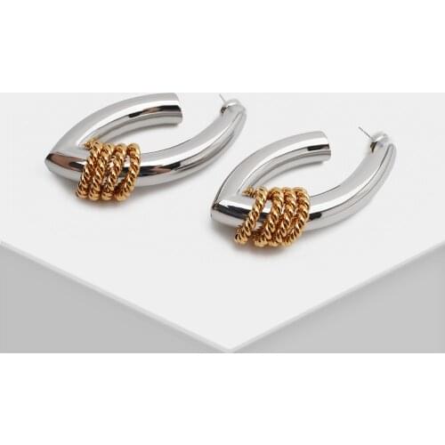 Amorita boutique Exaggerated v-shaped metal hollow drop earrings