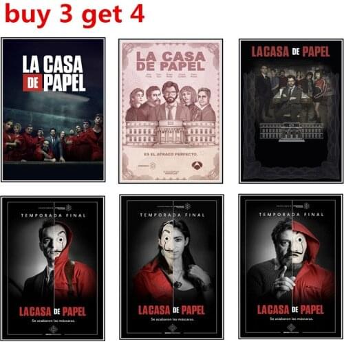 La casa de papel poster White copper paper printing home decoration painting Movie Poster Wall Sticker buy 3 get 4