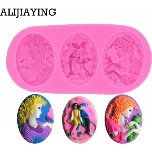 M0194 Head portrait beauty girl silicon fondant cake molds Chocolate mold cake tools kitchen baking resin moulds