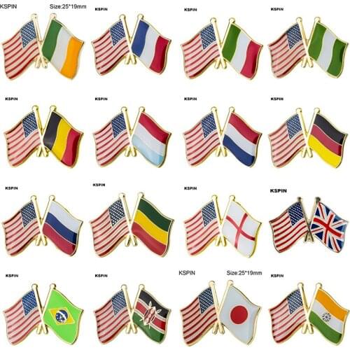 Metal Badge U.S.A Friendship Flag Label Pin Badges Icon Bag Decoration Buttons Brooch for Clothes