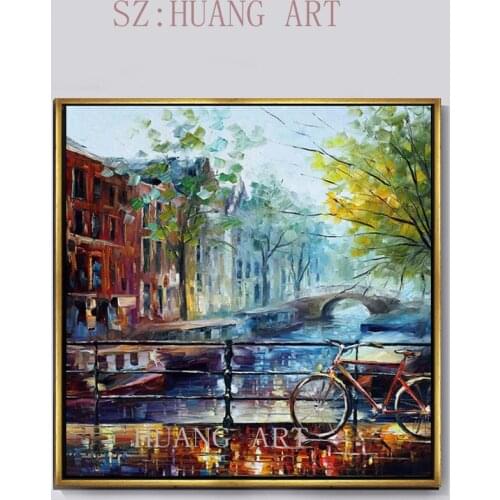 Trendy hand-painted abstract birch forest wall art painting family decoration hotel sofa study thick oil knife oil painting