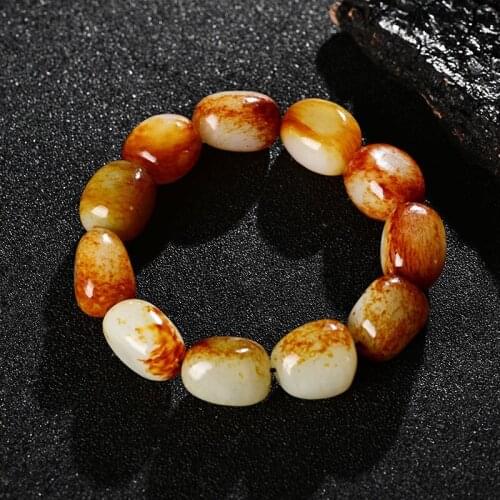 Fashion Jade Bracelet Men and Women Round Beads Jade Bracelet Jadite Charm Jewelry