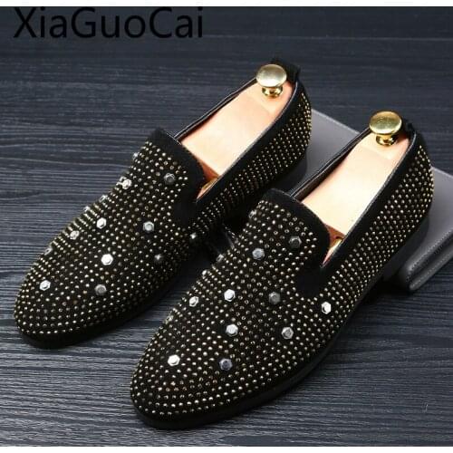 Mens Loafers Spring and Autumn New Fashion Mens Casual Shoes Rhinestone Crystal Europe Style Male Sneakers