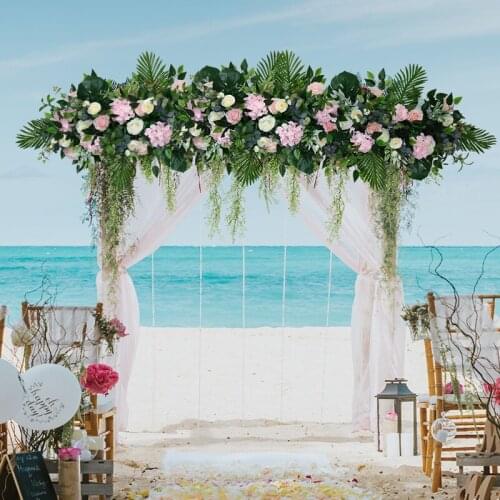 Customize New Sen series studio window wedding green plant decoration flower arrangement arch T platform road background wall