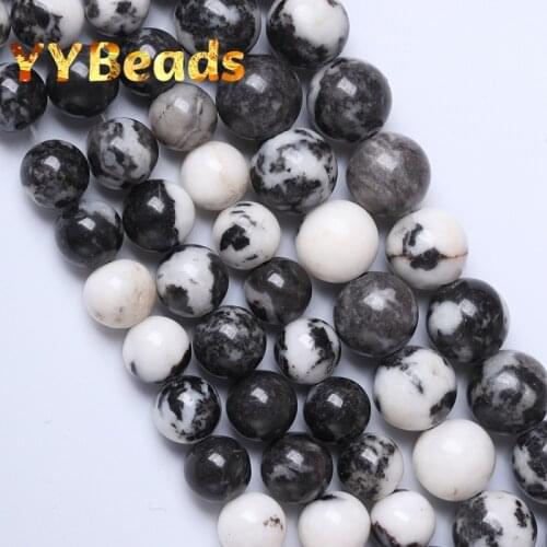 Natural Black and White Zebra Jaspers Beads Round Loose Charm Beads For Jewelry Making DIY Bracelets Accessories 4 6 8 10 12mm