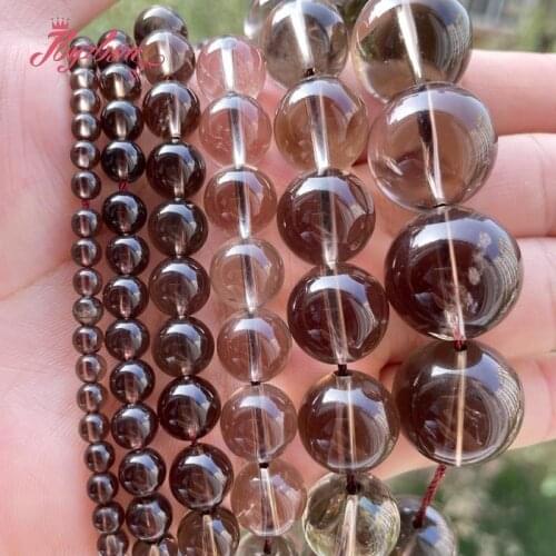 Natural Smokys Quartz Crystal 6,8,10,12mm Natural Stone Beads For Woman Necklace Bracelats Jewelry Making Spacer DIY 15 Inch