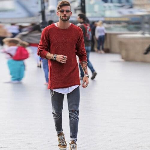 New Mens Fashion Knitted Sweaters Pullovers Loose Streetwear O-Neck Solid Male Thin Male Christmas Jumpers Winter Warm Clothing