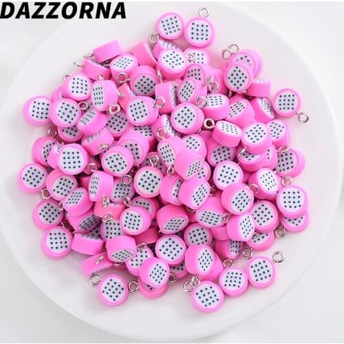 New 30-90Pcs/pack Cute Dragon Fruit Shape Polymer Clay Spacer Loose Beads For DIY Jewelry Making Necklace Bracelet Accessories