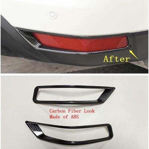Lapetus Front + Rear Fog Lamps Lights Frame Cover Trim Fit For Nissan Rogue / X-trail 2017 2018 2019 2020 ABS Carbon Fiber Look