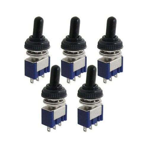 5 Pcs 125V 6A ON/OFF/ON 3 Position SPDT Toggle Switch w Waterproof Cover Cap