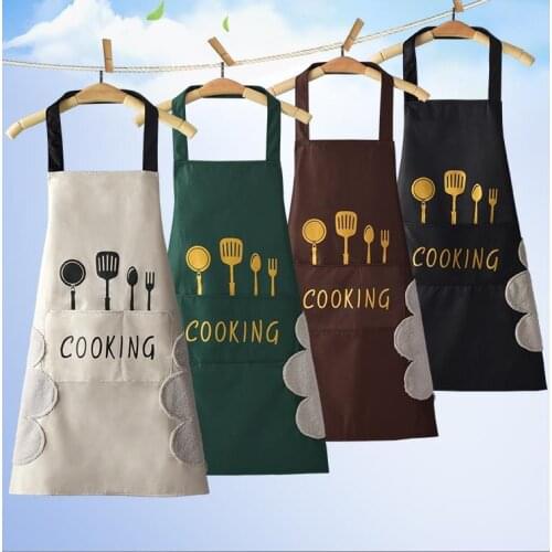 Cooking Apron Waterproof Adult Oil Proof Apron Kitchen Pinafore Restaurant Aprons Woman Can Wipe Hands Apron Fork Print Pattern