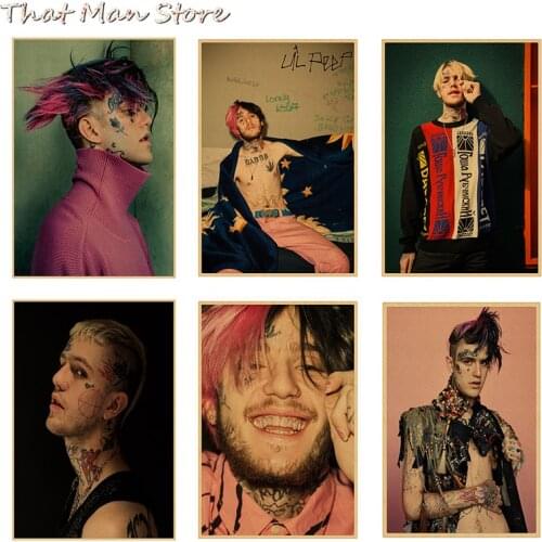 Hip Hop Rapper Lil Peep Poster Wall Stickers Vintage Poster Prints High Quality For Living Room Home Decor 42*30cm