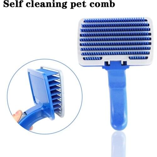 Pet Automatic Hair Removal Comb Self Cleaning Slicker Brush Grooming Brush Remove Hair Knot Multi-Functional Comb