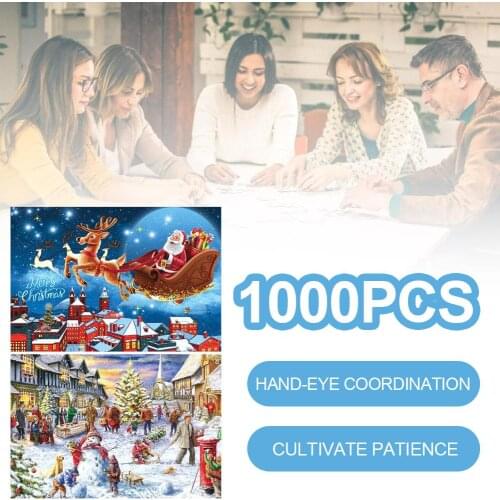 Christmas Theme Jigsaw Puzzle 1000 Pieces Paper Puzzles For Adults And Kids Educational Games Toy Puzzle Kids Christmas Gift