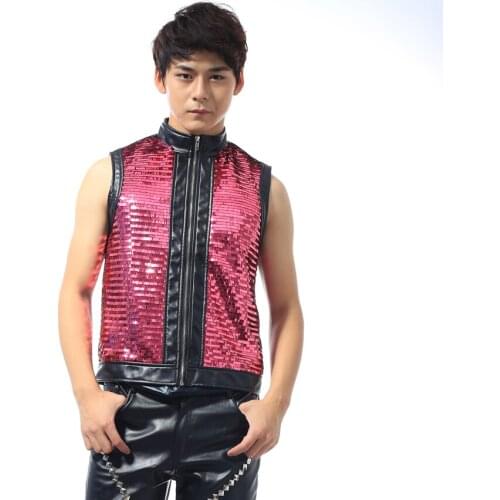 S-6XL!!Fashion waistcoat Man sequined jacket dance costumes A male singer bar Nightclub costumes