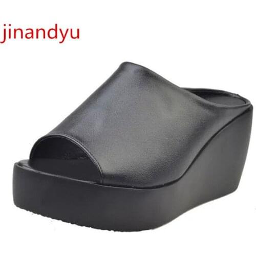 Plus Size Slippers Heels Wedges Platform Sandals Women Summer Casuales Black White Heels Wedge Sandals Fashion Slippers Platorm