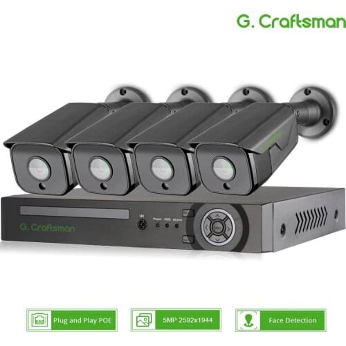 XMeye 4CH Security System Kits 5MP SONY Face Detection POE IP Camera Audio CCTV 8ch NVR Recorder Video Surveillance AI Onvif