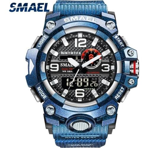 SMAEL Fashion Sport Watches Men Chronograph Clock Luxury Waterproof Man Watches 2021 Modern Dual Movement Wristwatches 8035