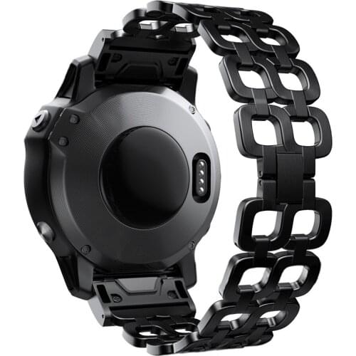 Replacement Watchband for Garmin Fenix 6X/6X pro Quick Release Classic Stainless Steel Watch Strap for Fenix 5X/5X plus/3/3HR