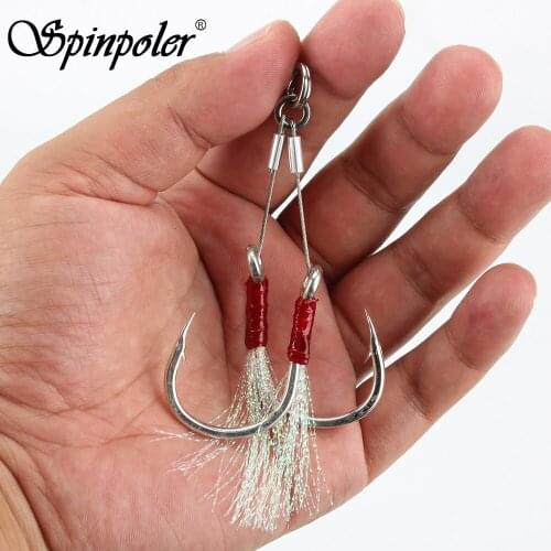 Spinpoler Slow Jig Assist Twin Hook/Double Hook 1/0 2/0 3/0 5/0 7/0 High Carbon Steel Slow jiging hook Pesca Peche accessory