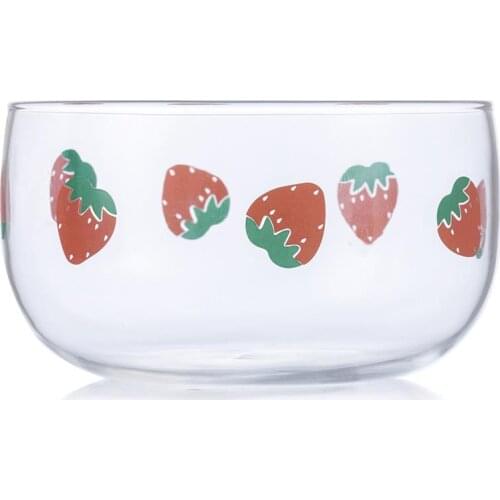 Glass Bowl Cute Glass Cartoon Dessert Bowl Glass Salad Bowl Fruit Rice Serving Bowls Food Storage Container Decoration Tableware