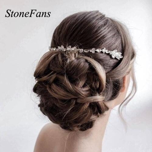 Stonefans Crystal Bridal Hair Comb Clip Wedding Hair Accessories Headband Tiara Headwear Jewelry Rhinestone Headdress Ornament