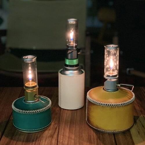 Thous Winds Outdoors Cowhide Leather Gas Stove Can Fuel Cylinder Tank Protective Cover Camping Accessories Glamping Gear