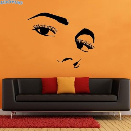 ZOOYOO Hot Eyes Wall Decals Vinyl Stickers Sexy Girl Eyelashes Makeup Wall Stickers Adhesive Beauty Salon Wall Decoration