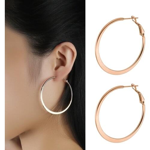 Vintage Big Round Hoop Earrings 2021 Trendy Steel Earring Rings Large Wholesale Earrings Lot Bulk Designer Luxury Jewelry korean