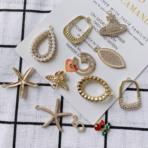 DIY jewelry accessories wholesale temperament exaggerated water drop type starfish pearl inlaid diamond pendant accessories