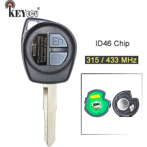 KEYECU 315MHz/ 433MHz ID46 Chip Replacement 2 Button Remote Key Blank Fob for Suzuki SX4 2007 2008 2009 2010 2011 2012 2013