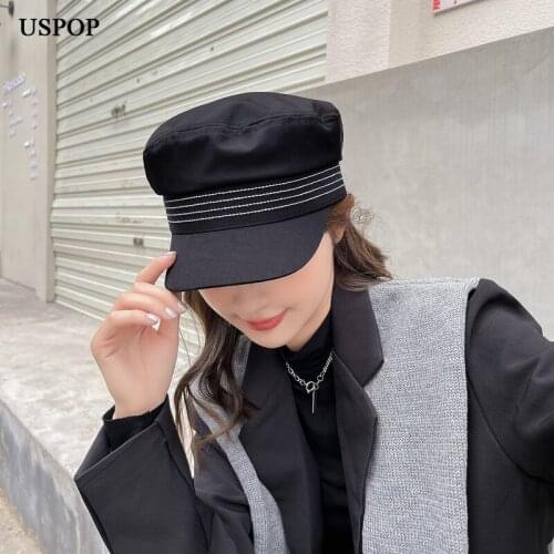 USPOP Women Newsboy Caps Solid Color Casual Flat Cap Autumn Hats Caps